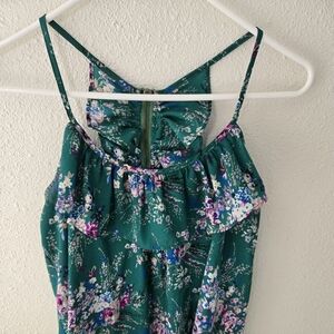 Ali & Kris Floral Green Spaghetti Strap Top